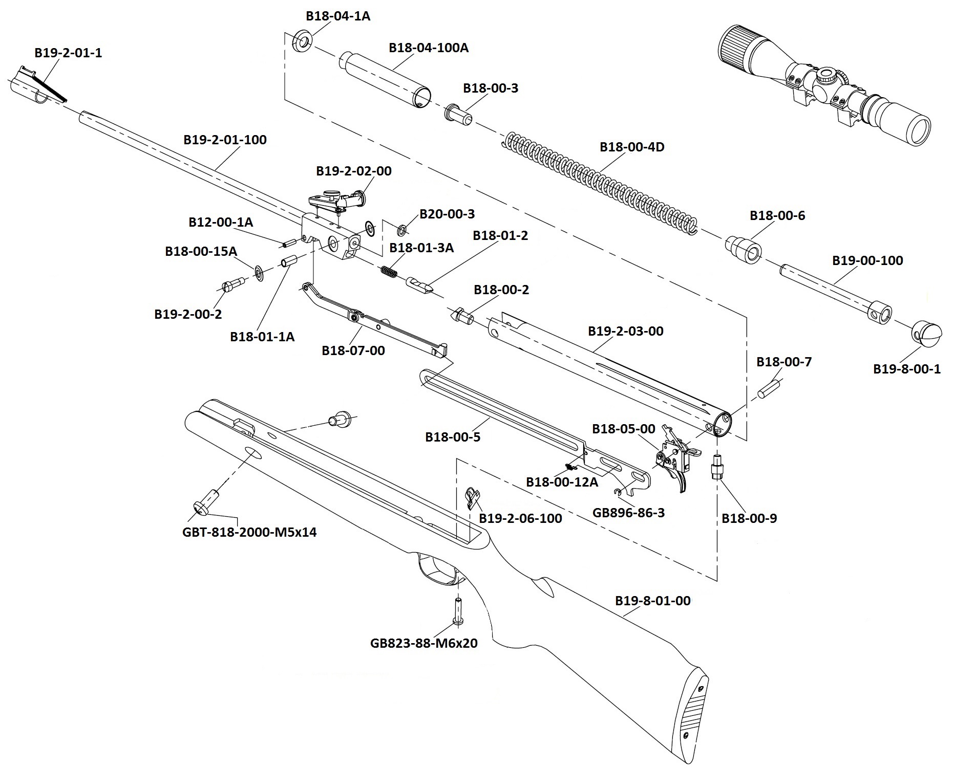 .CS1K77X, Parts Drawing Crosman Phantom 1000X CS1K77X